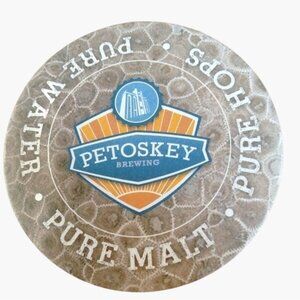 Petoskey Brewing Beer Coaster Round Logo Michigan Brewery